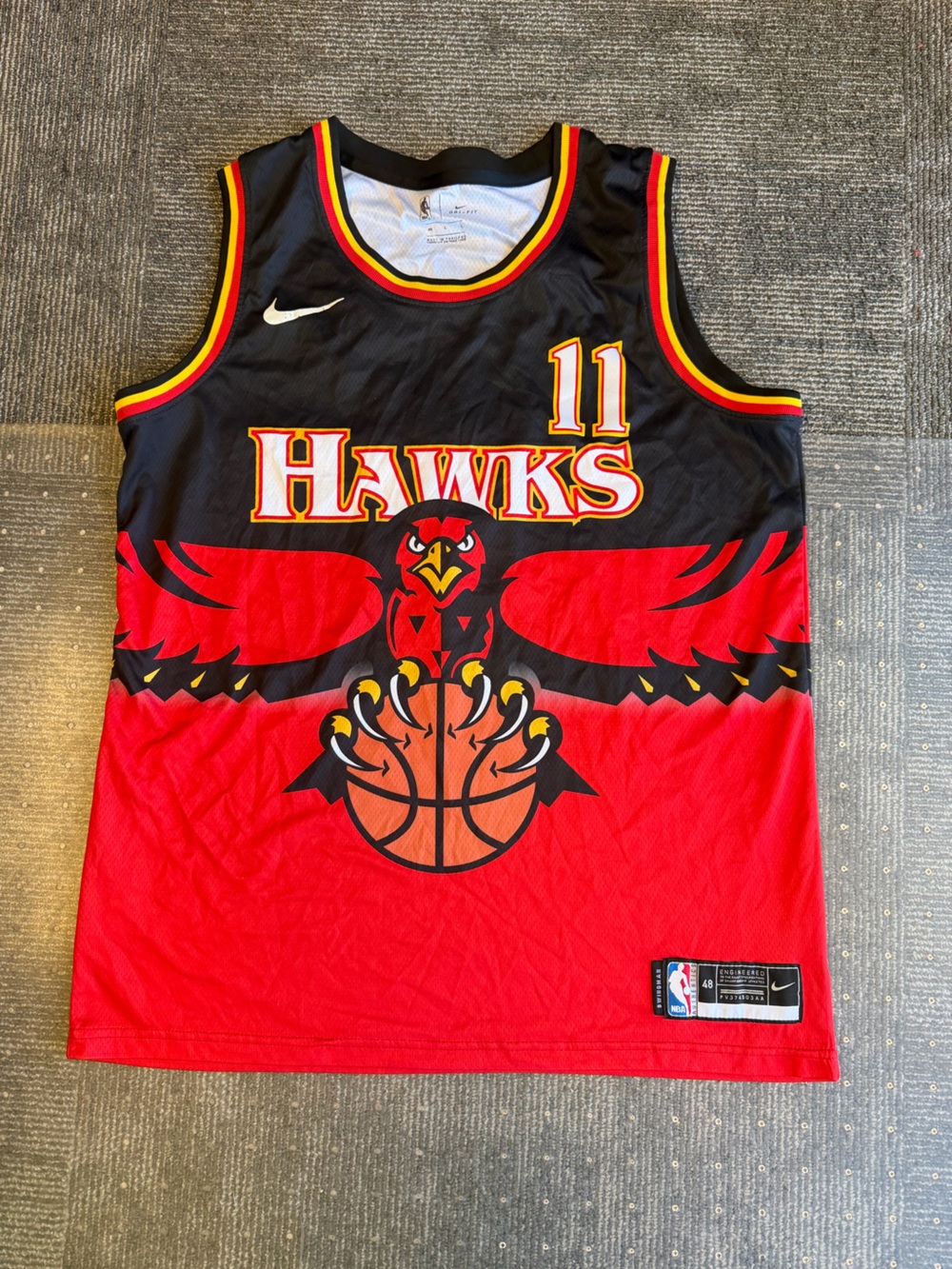Nike Black Red Yellow Trim Basketball Jersey